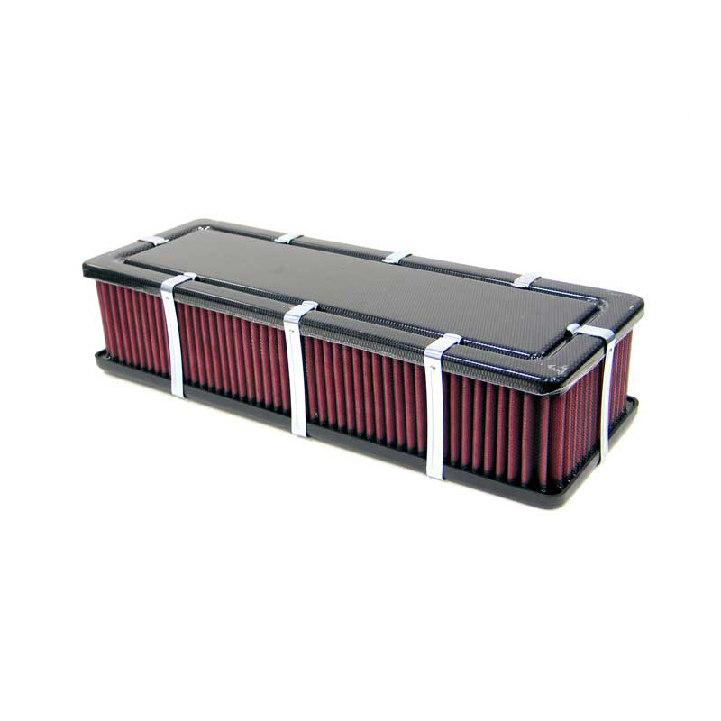 K&N carburateur luchtfilter Universeel Box style (carbon look) 435 mm x 153 mm, Montagehoogte 95mm (56-9188-1)