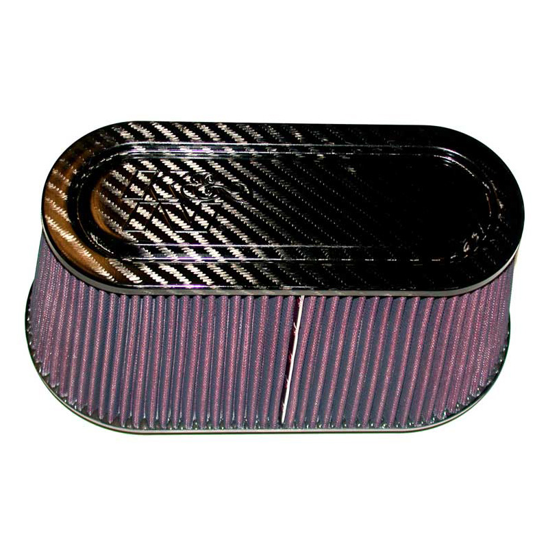K&N Universeel filter - carbonvezel - 98mm aansluiting, 305mm x 152mm bodem, 252mm x 100mm top, 152mm hoogte (RP-5115)