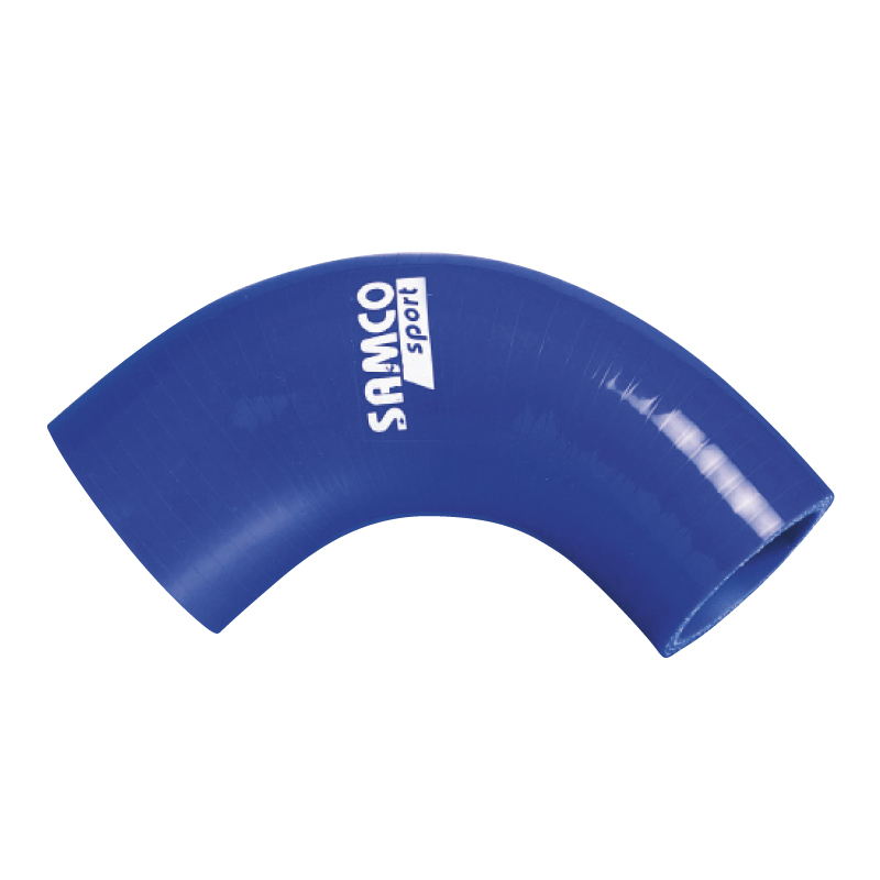 Samco 90 graden bocht verloopstuk blauw - Lengte 102mm - Ø38>35mm